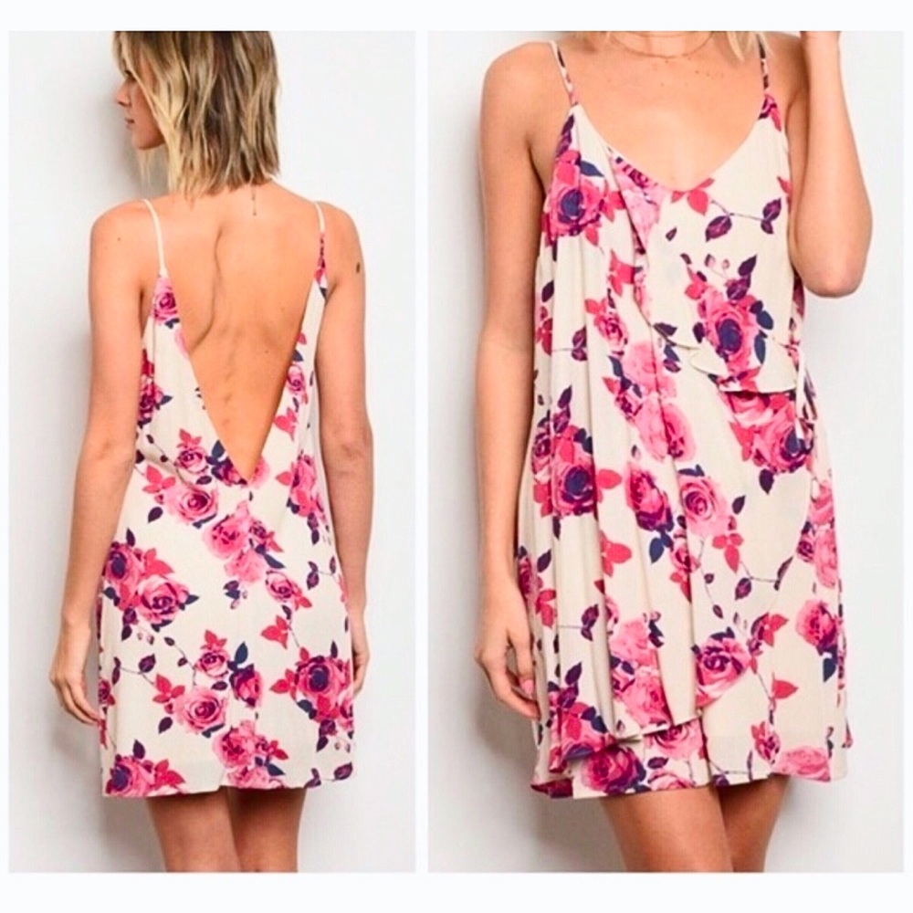 Sexy Boho Spaghetti Strap Floral Wrap Dress Sz L
